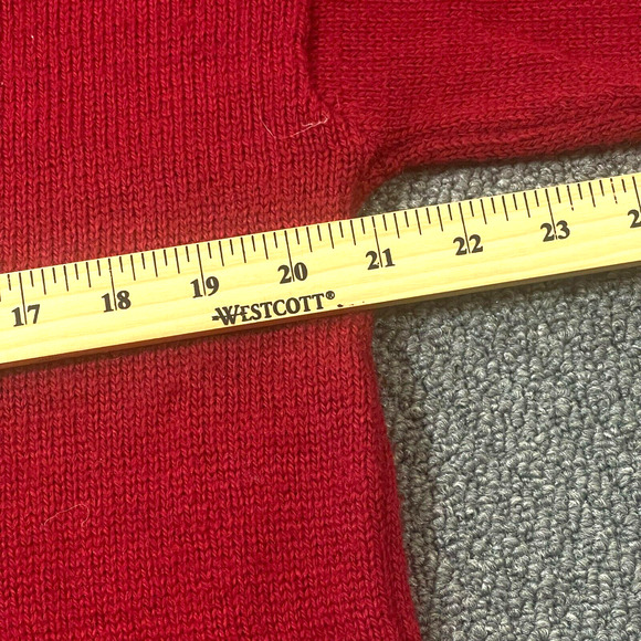 Kotare Pullover Sweater Womens Red Blue Ikat Knit Crew Neck Long Sleeve Holiday - Picture 4 of 7